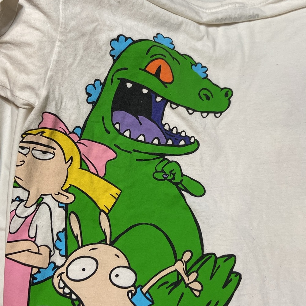 Vintage White T-Shirt Nickelodeon XL Short Sleeves w/Cartoon Characters - Picture 13 of 14